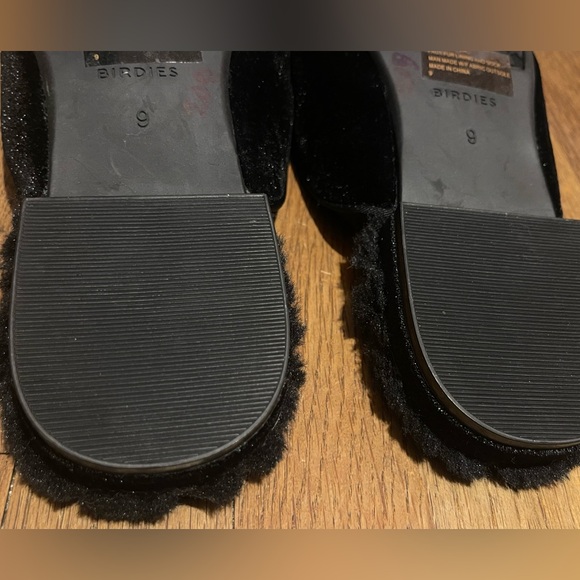 Birdies size 9 Black suede fur mules - Picture 5 of 8